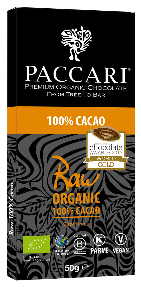 Raw (Unroasted) Organic Chocolate Bar 100%