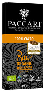 Raw (Unroasted) Organic Chocolate Bar 100%