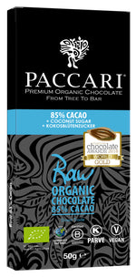 Raw (Unroasted) Organic Chocolate Bar 85% with Coconut Sugar
