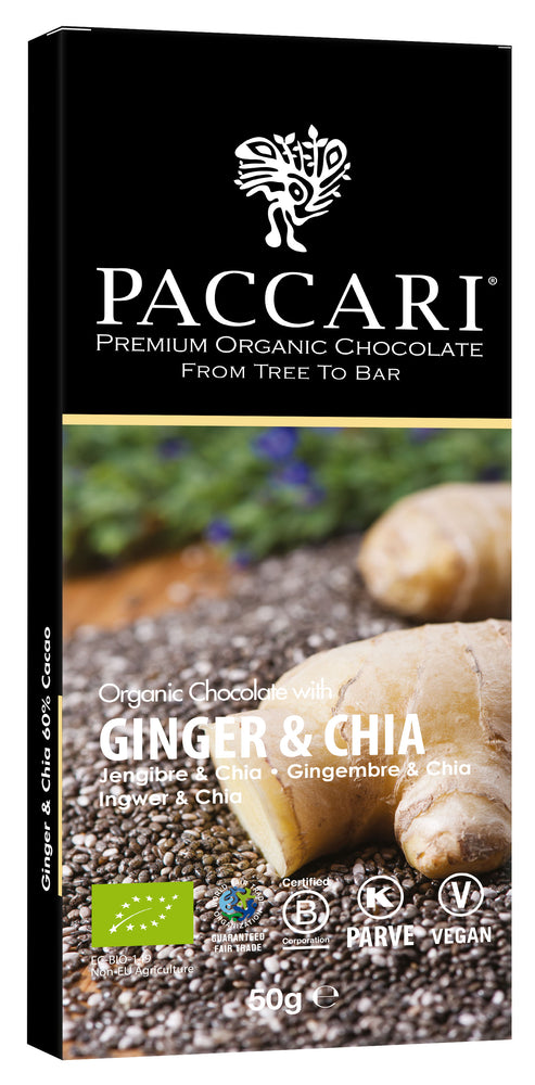 Organic Chocolate Bar with Ginger & Chia