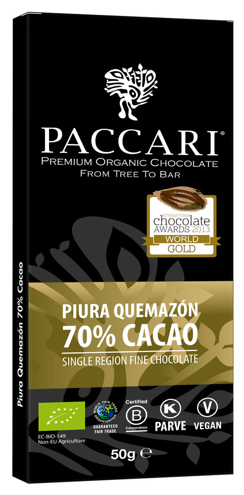 Organic Chocolate Bar, Piura Quemazón 70% Cacao, Limited Edition