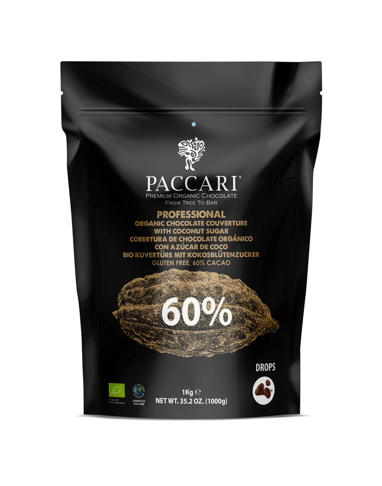 Dark (60%) Organic Chocolate Couverture / Pieces / Drops with coconut sugar